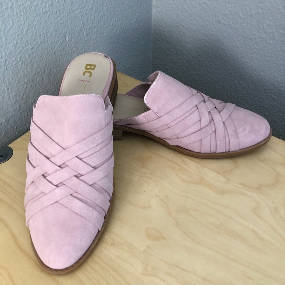 BC Footwear Loafer Mules Women's size 6 Blush Pink Braided Pointed Toe NEW